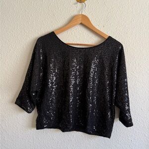 Forever 21 Black Sequin Blouse-size S